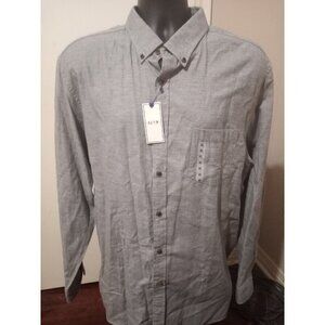 New ROWM men's button down Shirt XL Solid Gray long Sleeve NWT Cotton